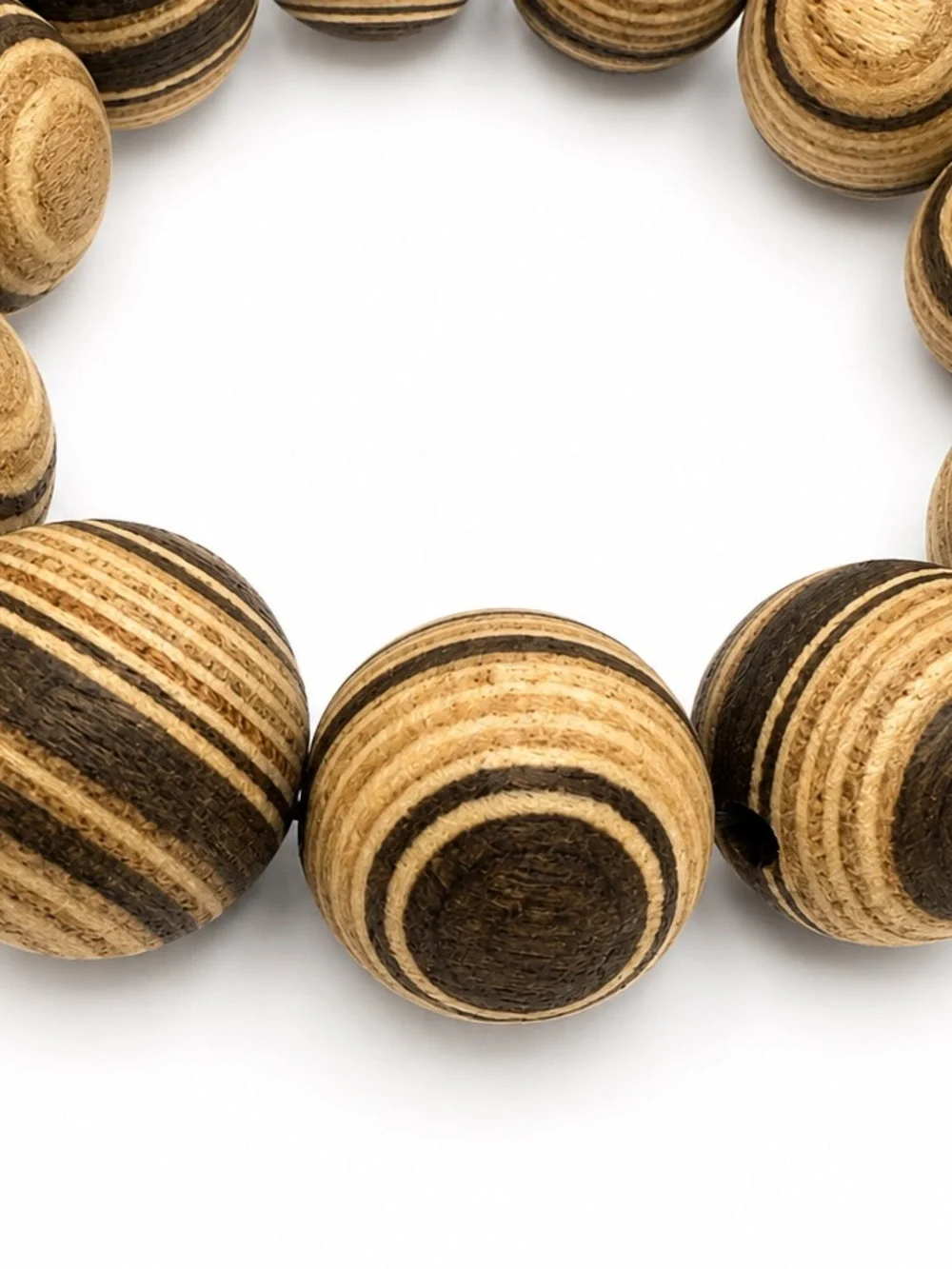 Vintage Wooden Bead Stretch Bracelet w/ Faceted Red Acrylic Dangle Charm‎